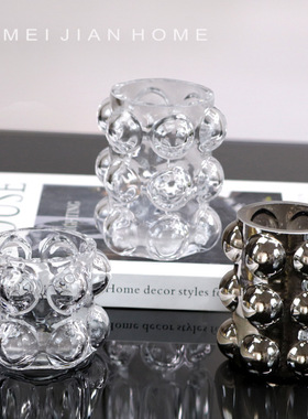 简约现代炫彩玻璃创意波点蜡烛杯样板间酒吧西餐厅咖啡馆客厅摆件