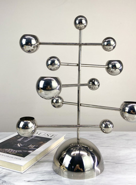 简约现代创意多层旋转层叠烛台金属浪漫装饰摆件餐桌样板间摆设