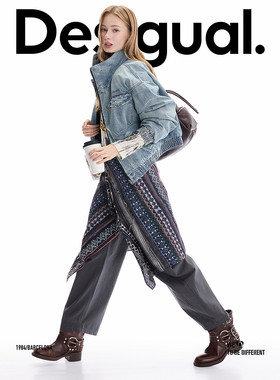 Desigual秋冬新款宽松双面两穿牛仔棉服长袖女式外套