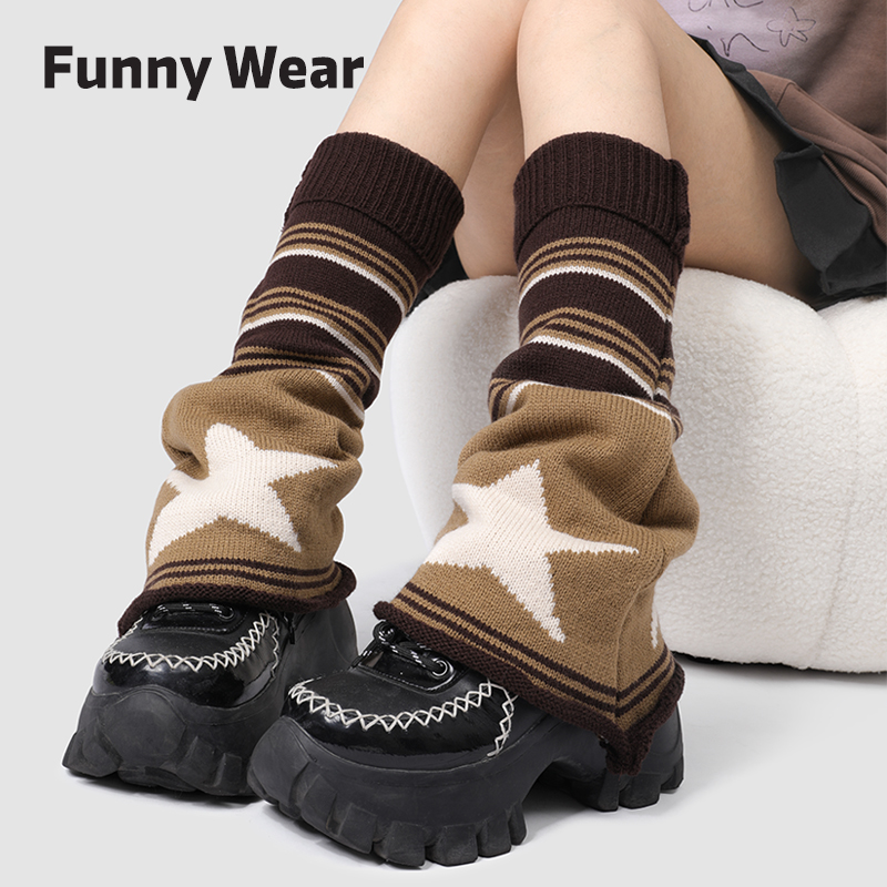 美拉德风袜套女条纹堆堆袜子腿套