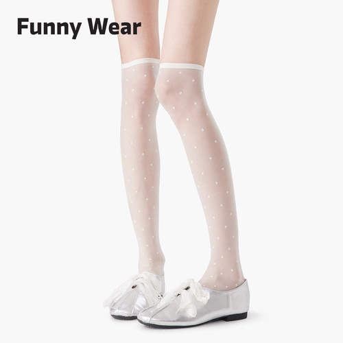 白色波点丝袜女夏季薄款JK小腿袜