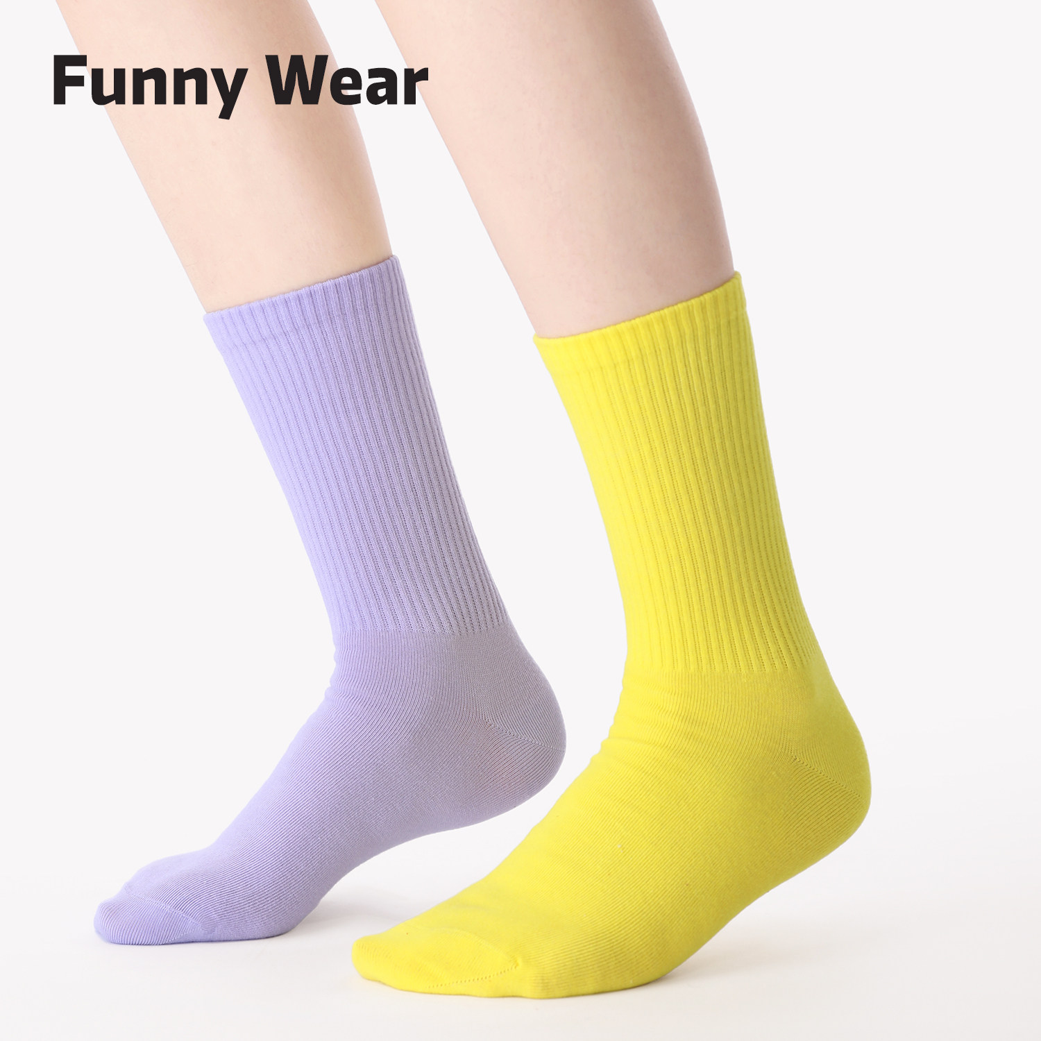 彩色袜子女中筒袜春夏季多巴胺糖果色外穿长袜搭配运动鞋无骨棉袜