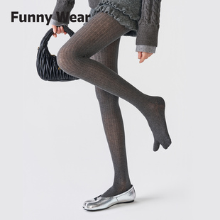 分趾打底裤女秋冬款外穿miu系长筒连脚二趾袜秋季显瘦腿连裤袜女