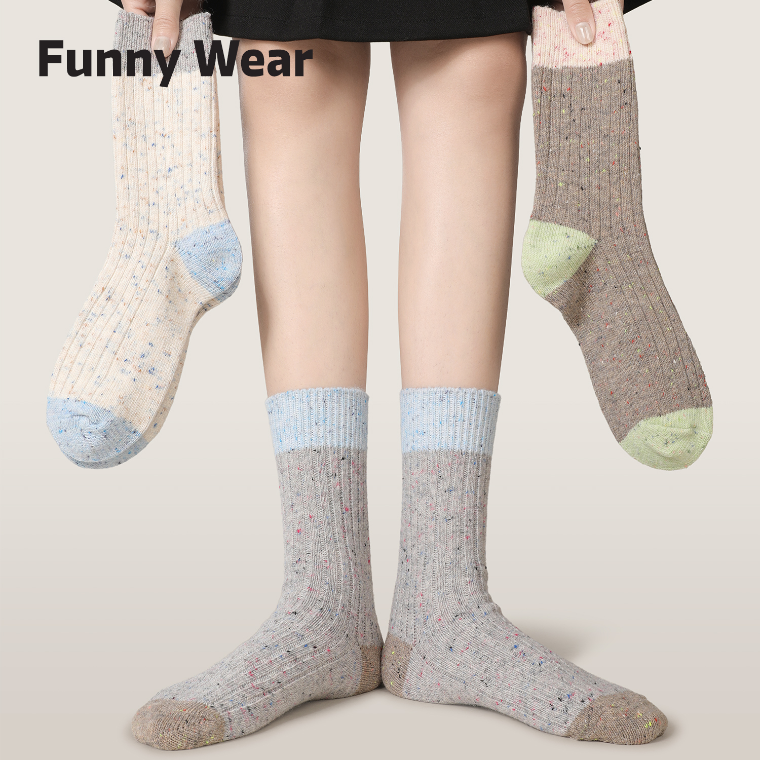 羊毛袜子女款秋冬加厚保暖中筒袜