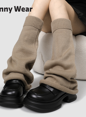 纯色袜子女秋冬堆堆袜针织袜套喇叭阔腿y2k辣妹亚文化腿套jk长袜