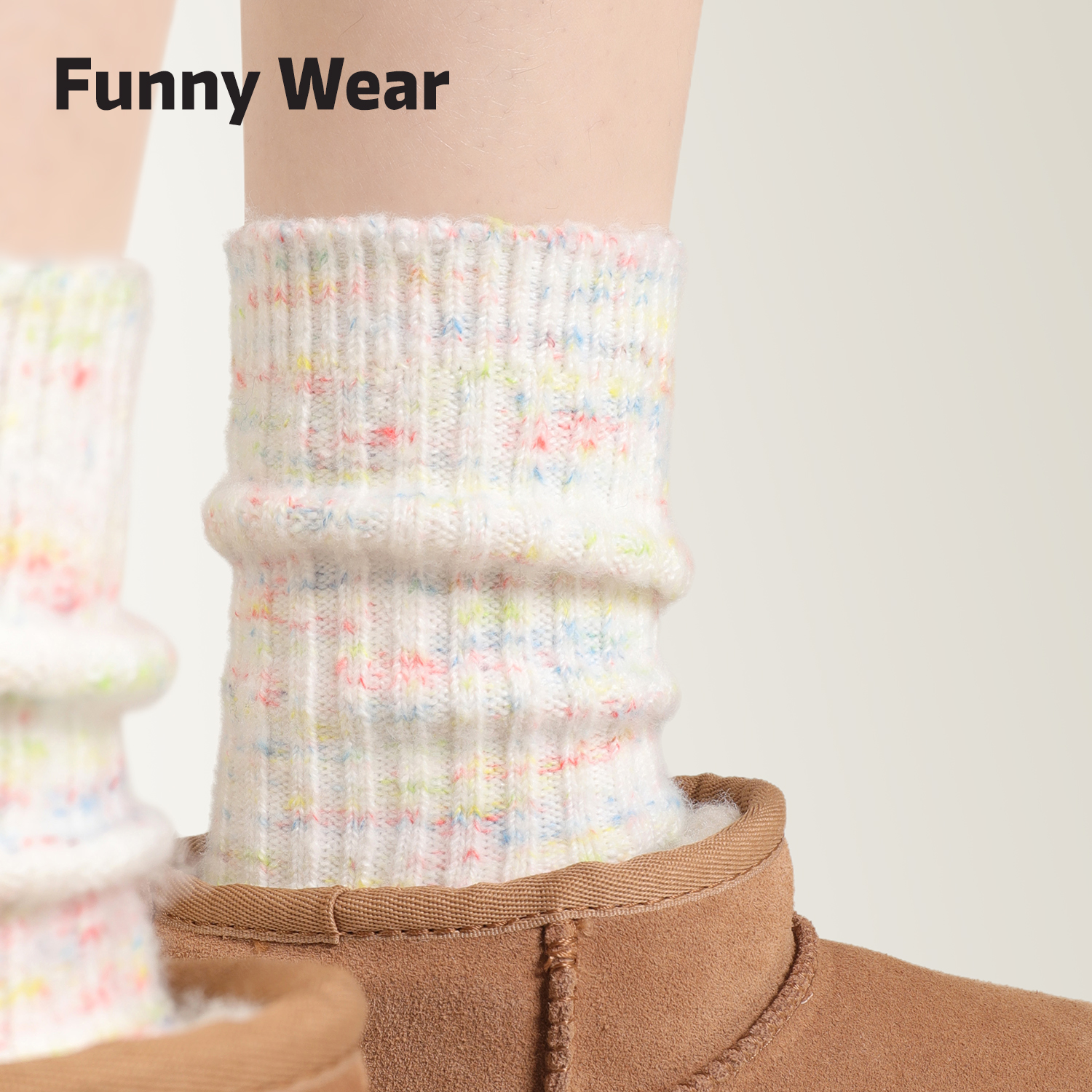 羊毛袜子女秋冬保暖中筒堆堆袜