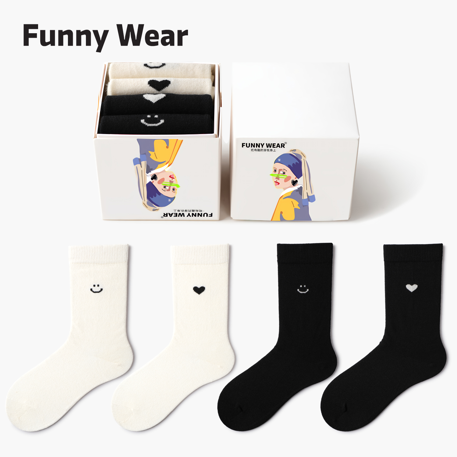 羊绒袜子女款秋冬季白色堆堆袜