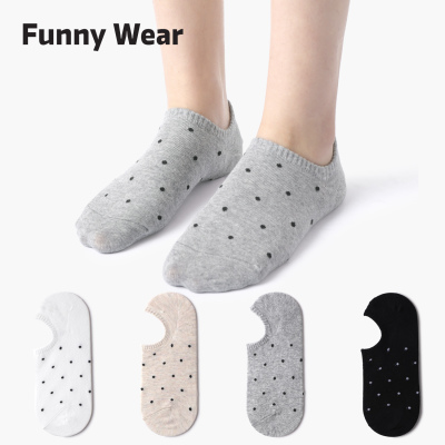 灰色船袜女夏季薄款棉袜波点短袜