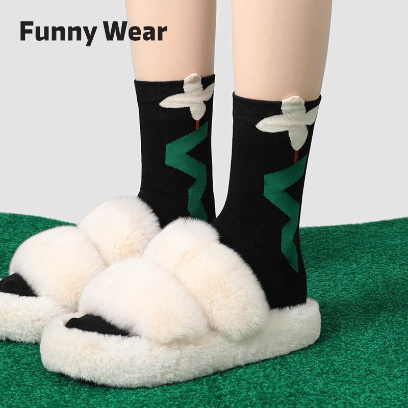 袜子女中筒袜可爱立体爱心棉长袜