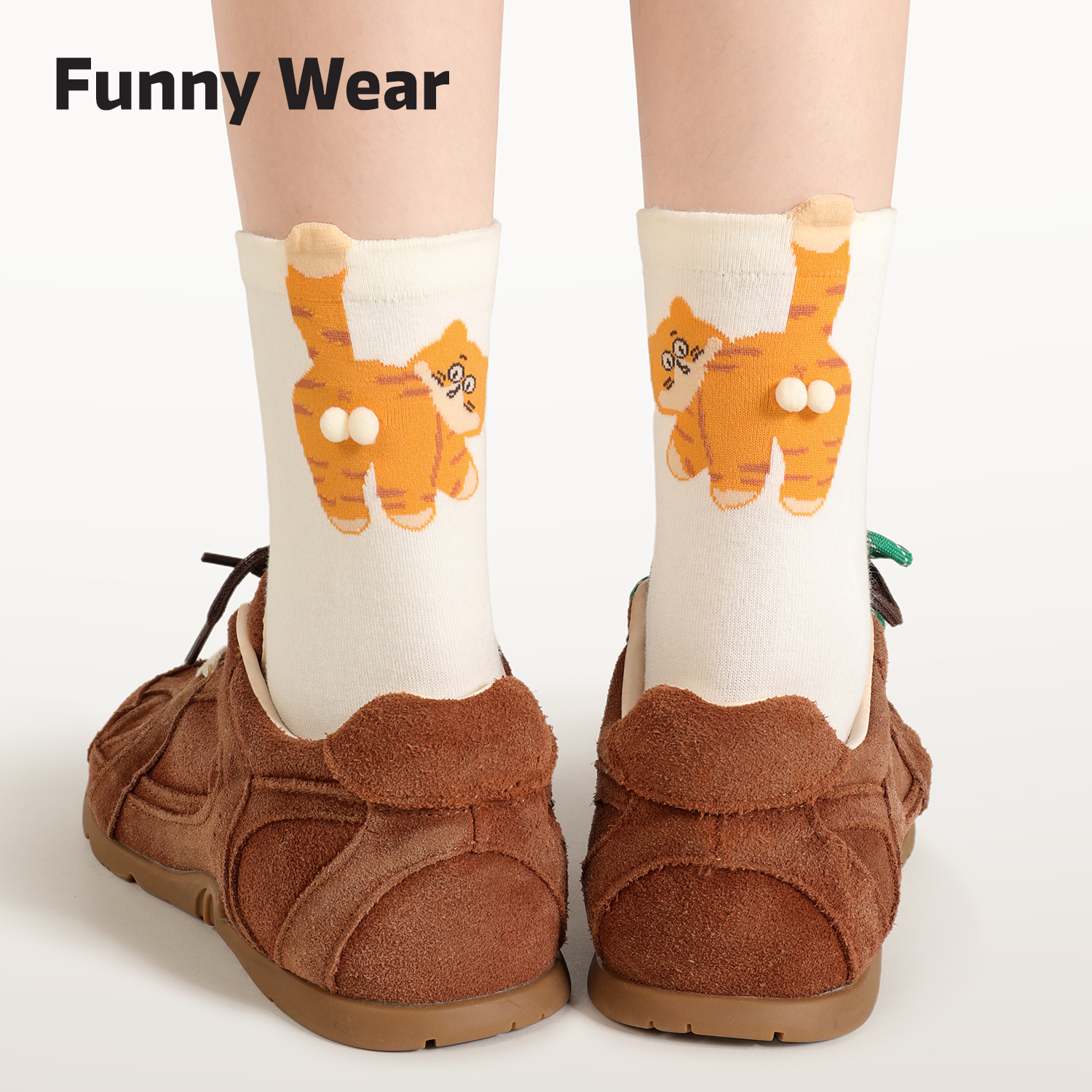 白色袜子女中筒袜可爱猫咪蛋蛋袜