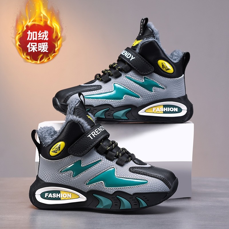 CEO ABC童鞋男童棉鞋3-15岁儿童冬季加绒保暖加厚大棉鞋防水皮面