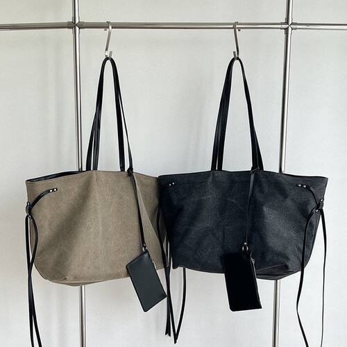 乔戈复古帆布包大容量托特包简约百搭单肩大包慵懒风托特包女士包