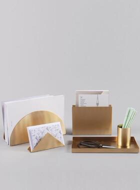 丹麦黄铜桌面纸巾架托盘