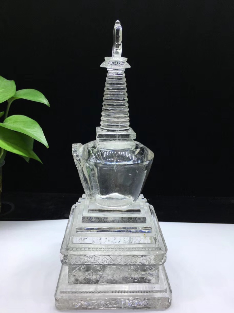 智悲佛缘 天然白水晶舍利塔 晶体透彻 24厘米高 非常庄严