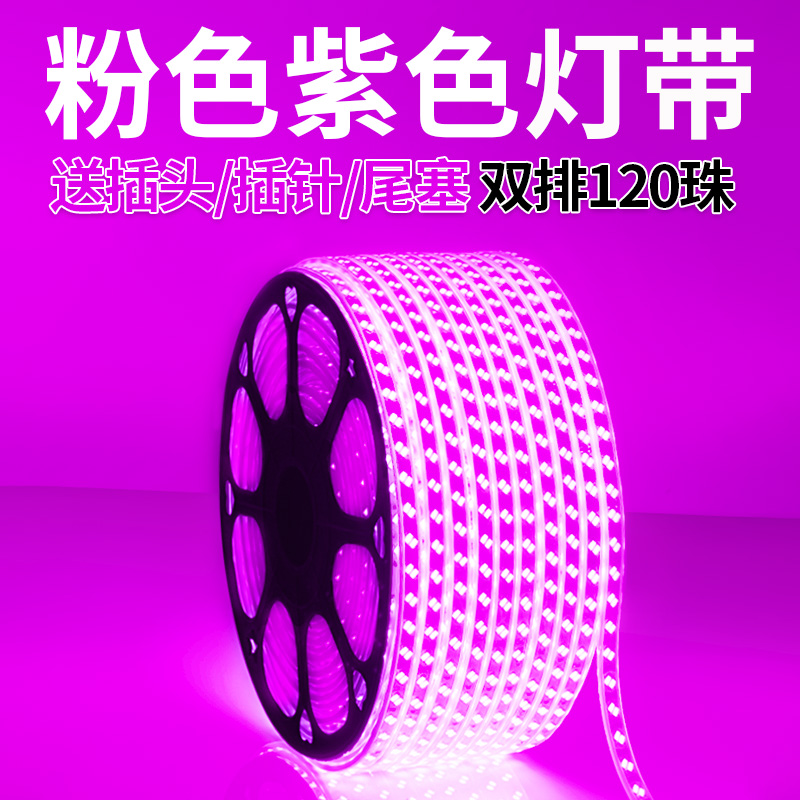 紫色led灯带紫光粉色灯带220V
