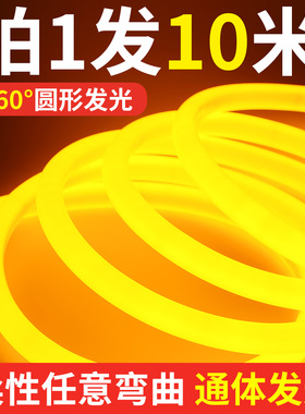 超亮圆形柔性led灯带360度户外防水220v广告招牌霓虹氛围工程灯条