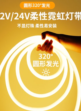 12V霓虹柔性软灯带led24V线条灯管圆形360度装饰户外防水广告高亮