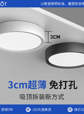 超薄明装筒灯圆形led小吸顶灯吊顶灯过道灯入户走廊玄关天花射灯