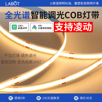 智能灯带24VCOB线形灯自粘客厅吊顶双色语音led调光已接入米家APP