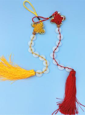 天然真品八白玉挂件平安扣串摆件