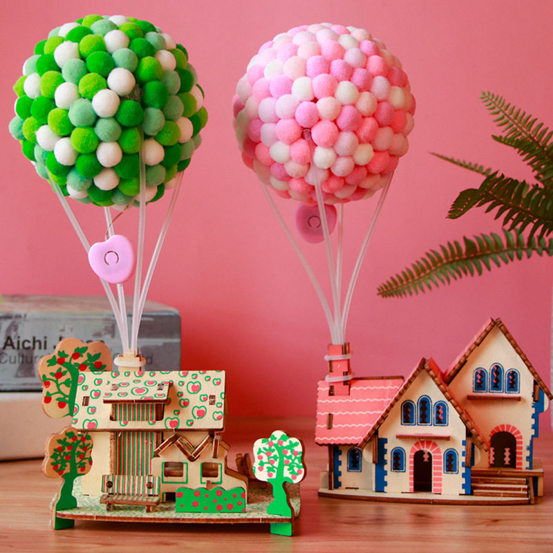 儿童益智diy飞屋发光热气球 木质房子拼装材料包手工创意活动摆件,饰品/流行首饰/时尚饰品新,其他DIY饰品配件,淘宝优惠券,粉丝福利购,淘宝优惠卷
