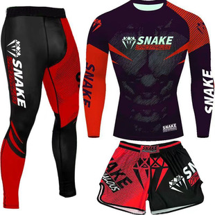 UFC综合格斗训练服MMA搏击泰拳运动散打健身T恤拳击毒液短袖 套装