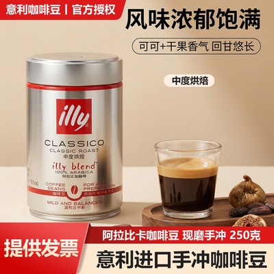 illy意利咖啡豆罐装意大利进口中度烘焙手冲阿拉比卡咖啡豆250g