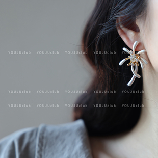 YOUJUclub-欧尼~高品质轻奢高级感磨砂哑光烟花夸张复古耳环耳夹