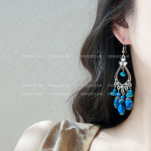 YOUJUclub-醉花~复古少数民族风流苏个性设计感耳环蚊香盘耳夹女