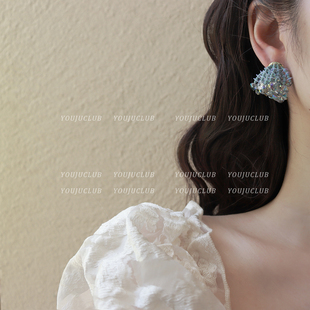 邮橘-氛围感仙子 超仙短款流苏高级感法式气质水晶串珠耳环耳夹女