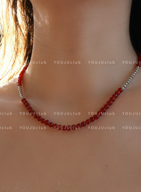 YOUJUclub-岁安～红玛瑙新中式国风复古串珠项链百搭显白锁骨链女