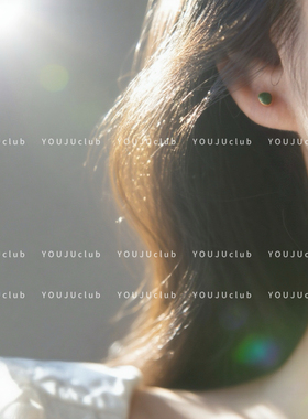 YOUJUclub-绿芒~睡觉不用摘的耳钉迷你绿色小巧简约高级耳环耳夹