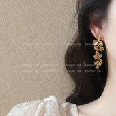 法式 YOUJUclub 复古金花 浪漫花朵金属金色高级感耳环蚊香盘耳夹