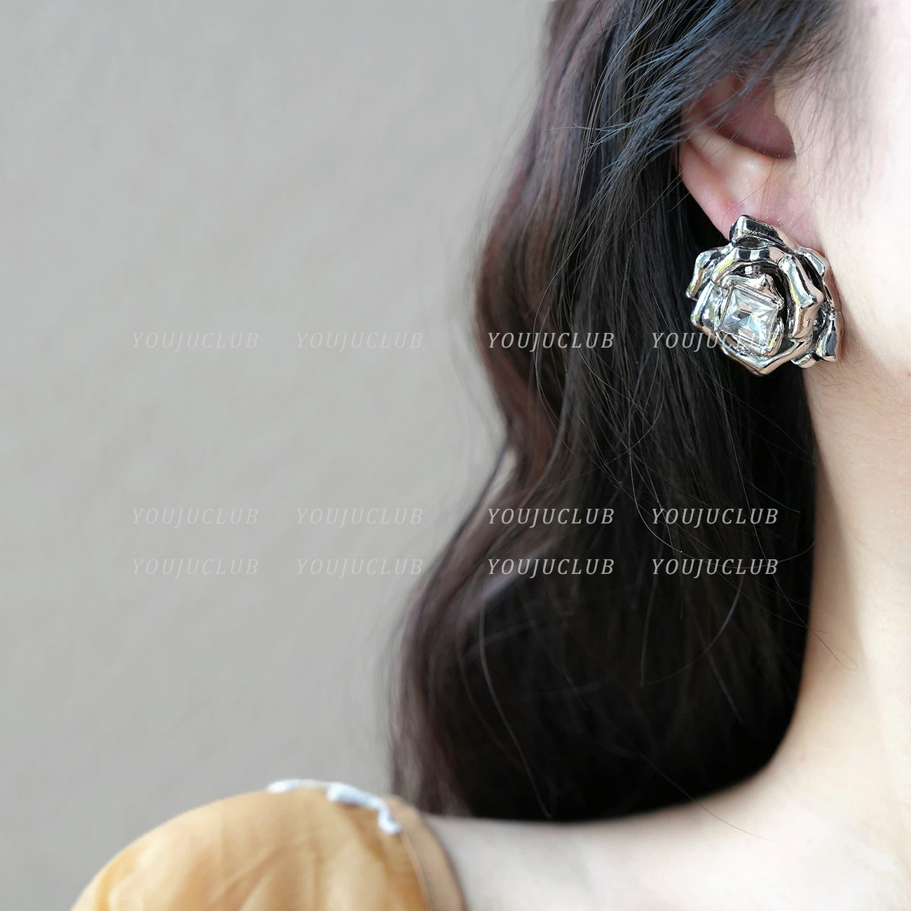 YOUJUclub荆棘玫瑰~气质夸张耳环