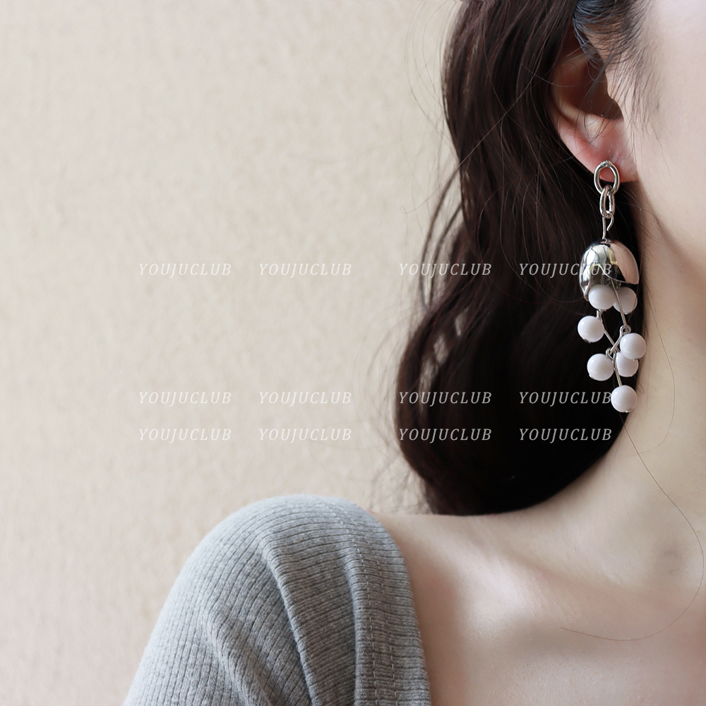 韩国高级感长款显脸小串珠耳环