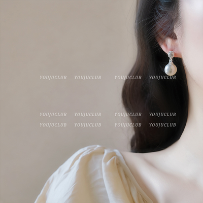 简约复古温婉白色珍珠新娘耳钉