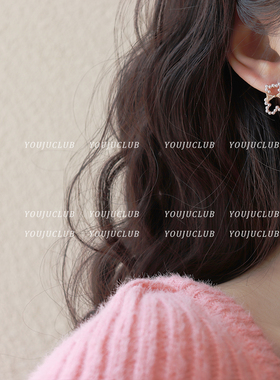 YOUJUclub-软绵软绵 ins风甜美少女心可爱小巧日系小熊耳钉耳夹