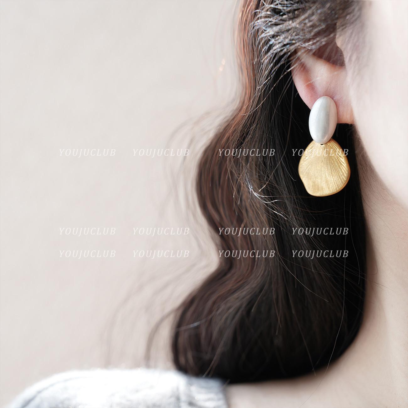YOUJUclub金色贝壳~法式chic耳饰