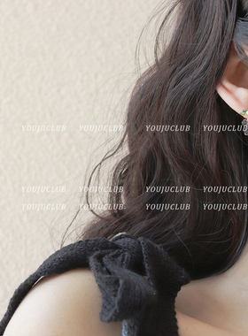 YOUJUclub-紫调 韩国清新温柔耳环甜美紫色葡萄耳钉蚊香盘耳夹女