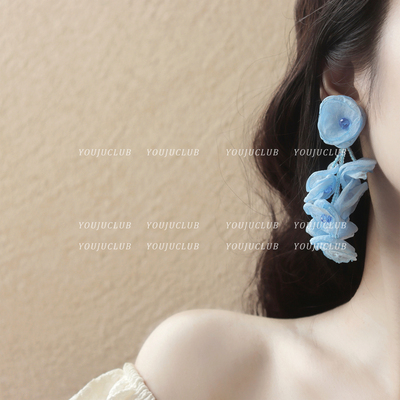 夏日氛围感雪纺布艺超仙女耳饰