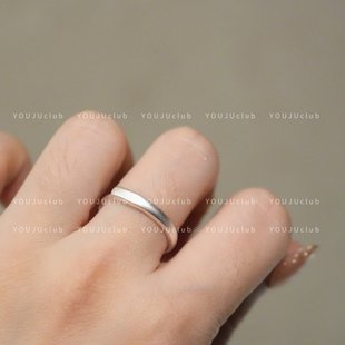 YOUJUclub-角色卡~磨砂素圈银色食指戒百搭高级感冷淡风戒指女