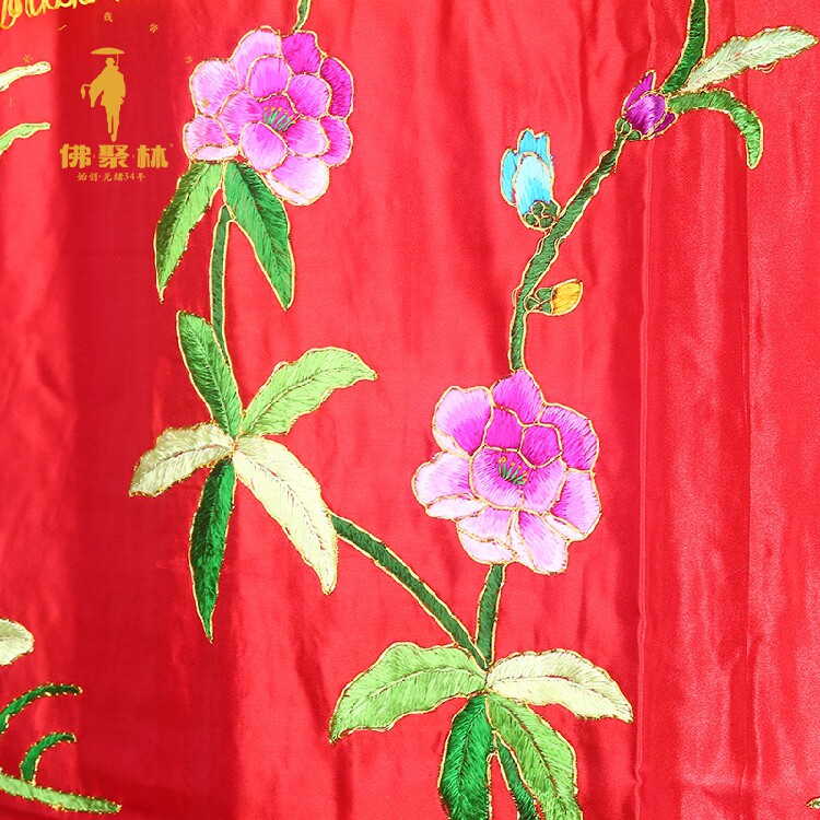 新款纯手工刺绣苏绣佛堂寺庙庄严绣品百花皇罗伞宝盖黄罗伞包邮