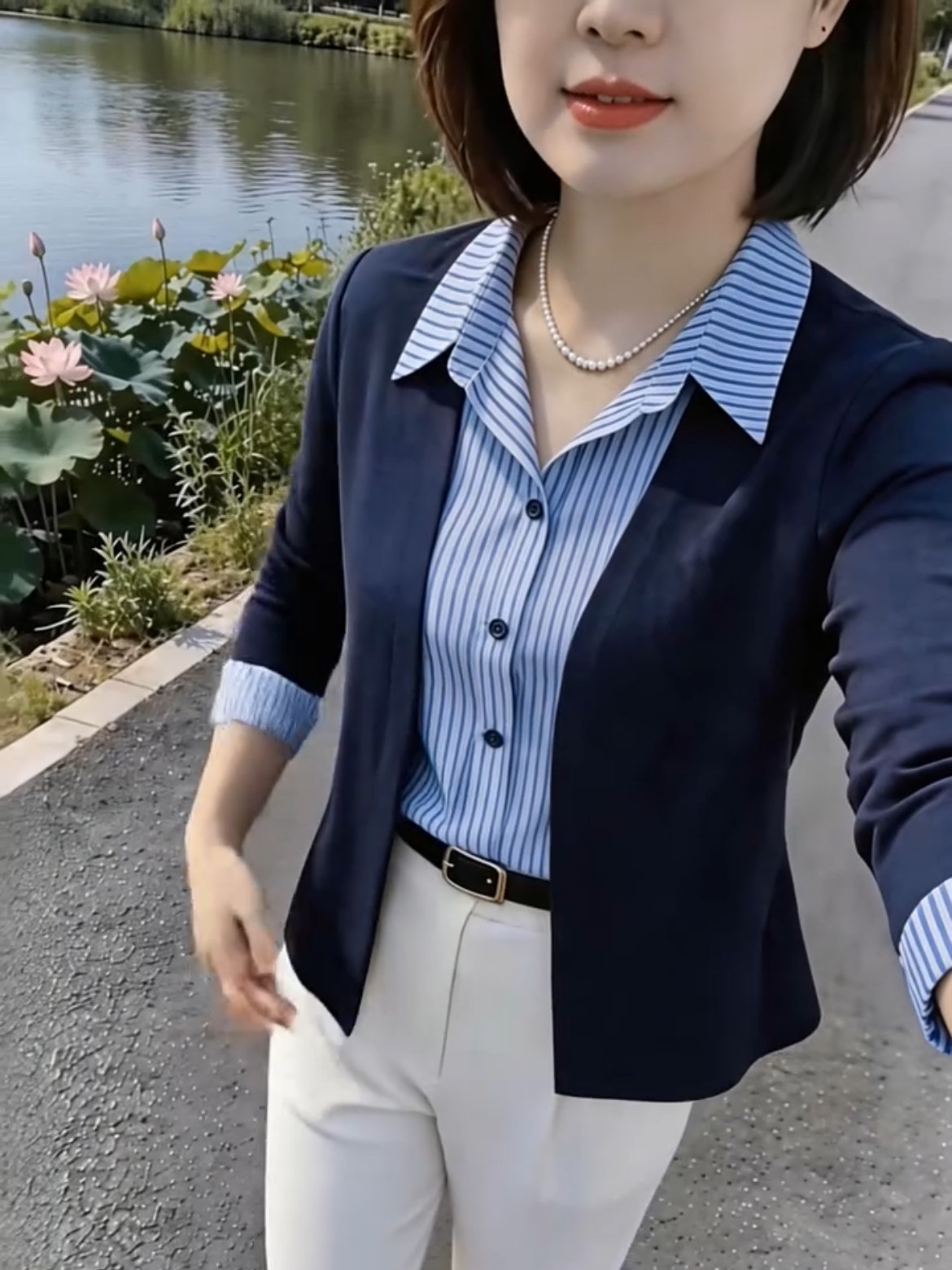2026新款秋季假两件女装条纹衬衫女开衫休闲妈妈中老年女装上衣潮