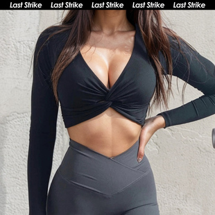 Last 带胸垫性感瑜伽服速干普拉提训练服 Strike女士健身上衣长袖