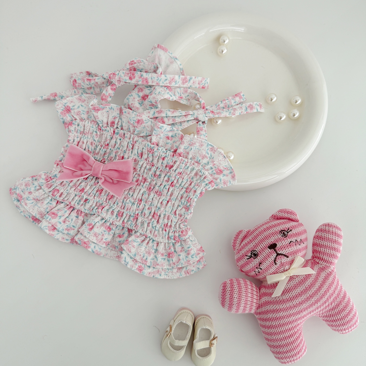 宠物衣服狗衣服短款碎花吊带小型犬马尔济斯西施犬约克夏公主韩版