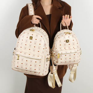 2024新款PU双肩包时尚流行韩版时尚洋气印花女包包大容量学生包潮