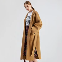 Các mẫu áo len mùa thu và mùa đông 2019 của áo khoác cashmere nữ cao cấp được mã hóa trong phần dài của áo khoác len hai mặt chia đôi - Trung bình và dài Coat áo măng tô nữ