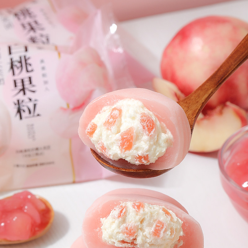 白桃果粒奶糯芙团雪媚娘大福泡芙麻薯糯糯叽叽糕点休闲宿舍零食