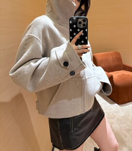 YA家正确版AC羊毛混纺拉链高领双面夹克外套宽松中性双面尼短大衣