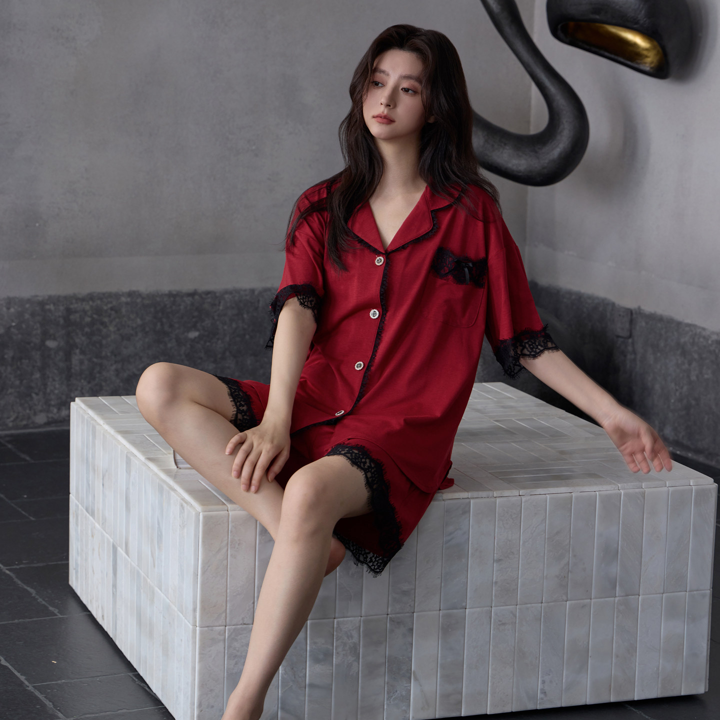 睡衣女款夏季莫代尔棉短袖家居服图片